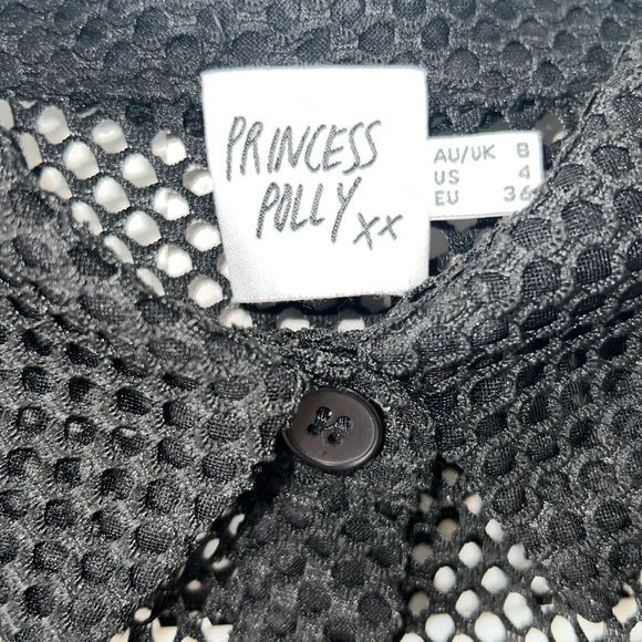 Princess Polly black net button up shirt. NWOT. Size US 4. Perfect condition. - Picture 6 of 13